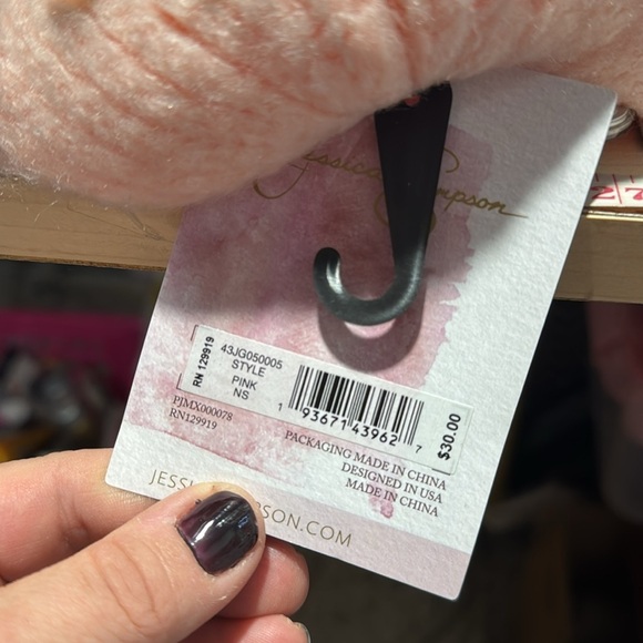 Jessica Simpson hat NEW knit Elegant pale Pink Beanie w/  Pearls warm one size - Picture 2 of 2